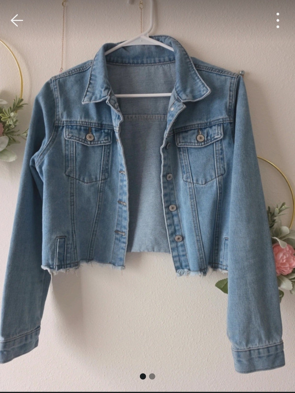 Light Blue Cropped Denim Jacket - Women's Casual Jean Jacket